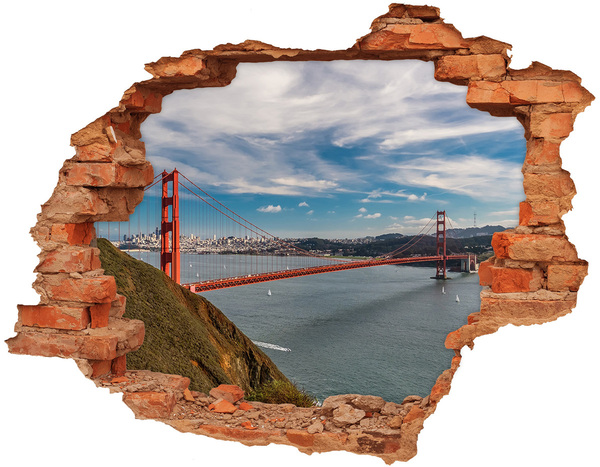 Grote 3D muursticker gat in de muur Golden Gate in San Francisco
