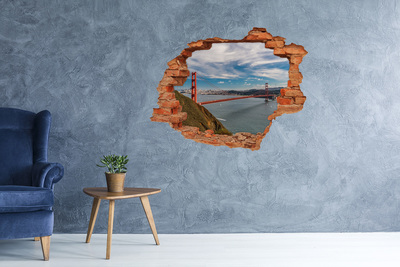 Grote 3D muursticker gat in de muur Golden Gate in San Francisco