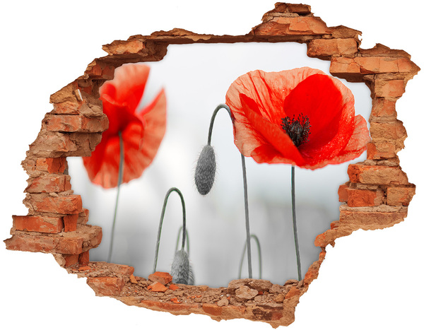 Vinyl muursticker 3D breekeffect Bloemen in een gat in de muur