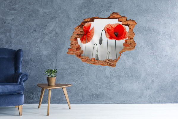 Vinyl muursticker 3D breekeffect Bloemen in een gat in de muur