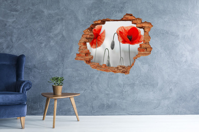 Vinyl muursticker 3D breekeffect Bloemen in een gat in de muur