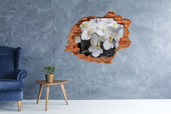 Grote 3D muursticker gat in de muur Orchideeën in water