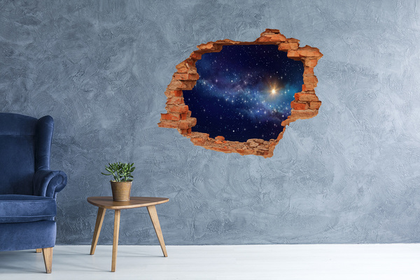 Grote 3D muursticker gat in de muur Kosmische ruimte