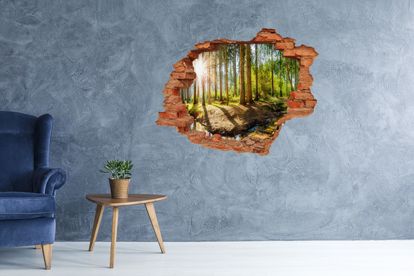 Vinyl muursticker 3D breekeffect Een oase van rust in het bos