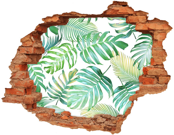 Vinyl muursticker 3D breekeffect Groene jungle achter de muur