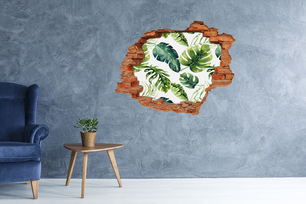 Vinyl muursticker 3D breekeffect Tropische jungle achter de muur