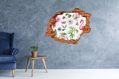 Vinyl muursticker 3D breekeffect Een bloemenparadijs achter de muur.