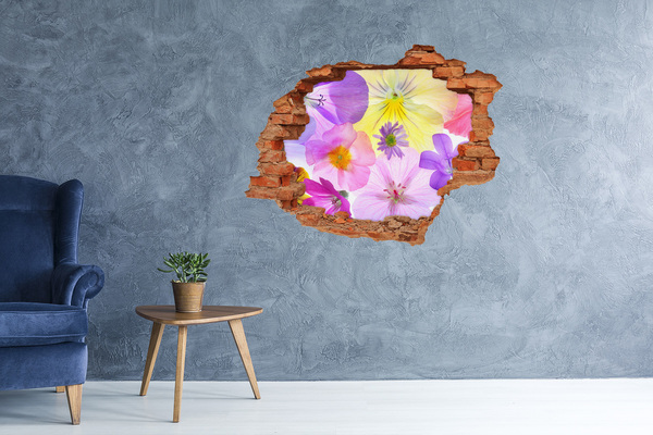 Grote 3D muursticker gat in de muur Bloemenparadijs door een gat in de muur