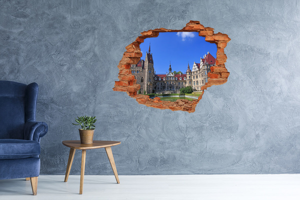 Grote 3D muursticker gat in de muur Een kasteel te midden van het groen