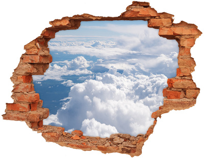 Grote 3D muursticker gat in de muur Wolken aan de hemel