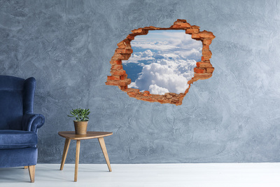 Grote 3D muursticker gat in de muur Wolken aan de hemel