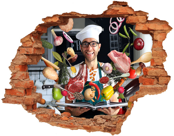 Grote 3D muursticker gat in de muur Keukengekte