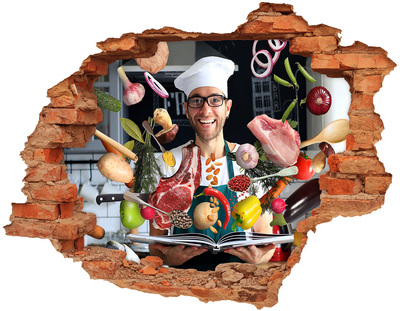 Grote 3D muursticker gat in de muur Keukengekte