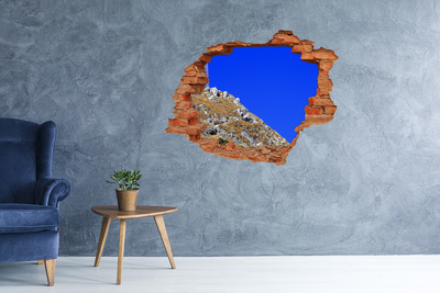 Grote 3D muursticker gat in de muur Berglandschap door een gat in de muur