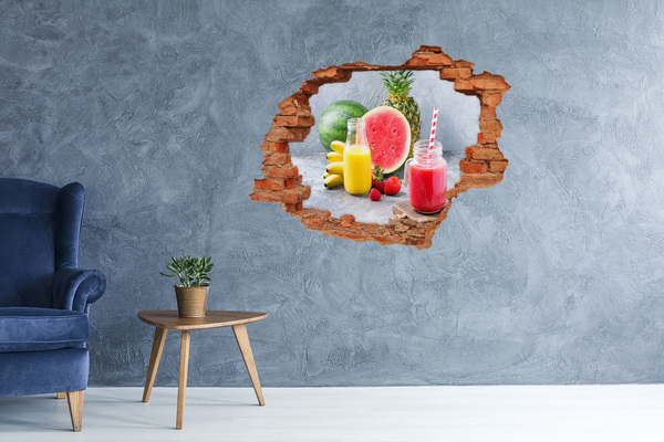 Grote 3D muursticker gat in de muur Fruitig cocktailparadijs