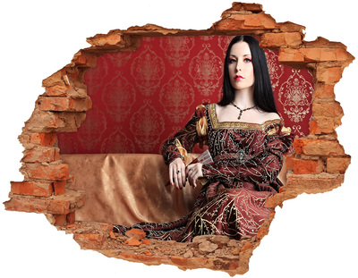 Grote 3D muursticker gat in de muur Prinses in de ruïnes