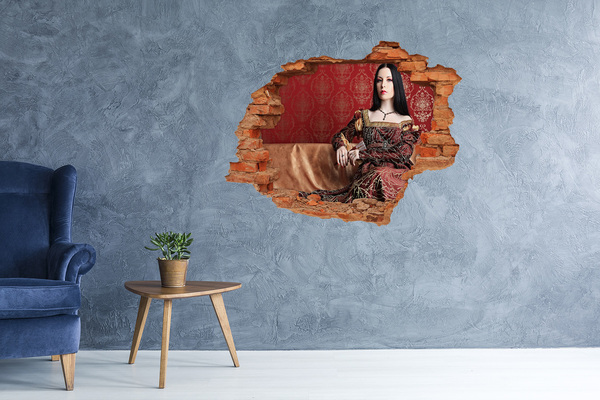 Grote 3D muursticker gat in de muur Prinses in de ruïnes