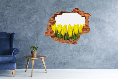 Grote 3D muursticker gat in de muur Tulpen in een gat in de muur