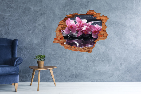 Vinyl muursticker 3D breekeffect Een bloemenparadijs in puin