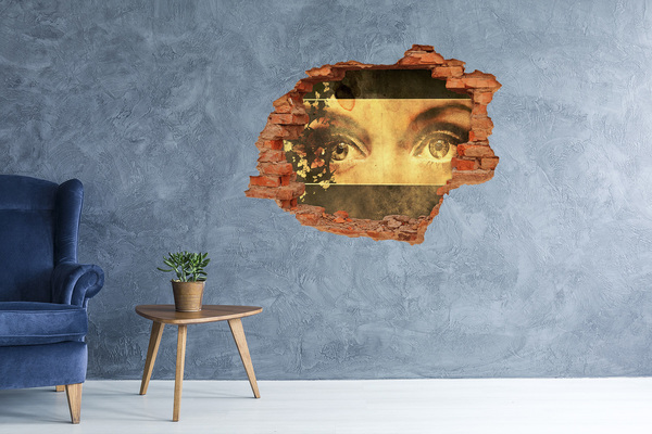 Grote 3D muursticker gat in de muur Ogen van achter de muur