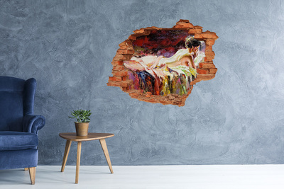 Grote 3D muursticker gat in de muur Schilderachtig berglandschap