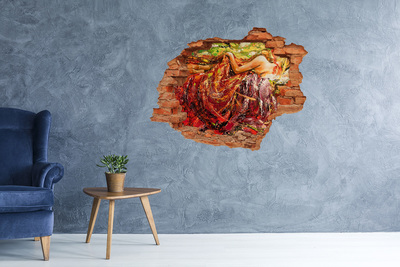 Vinyl muursticker 3D breekeffect De onderwaterwereld van kleuren