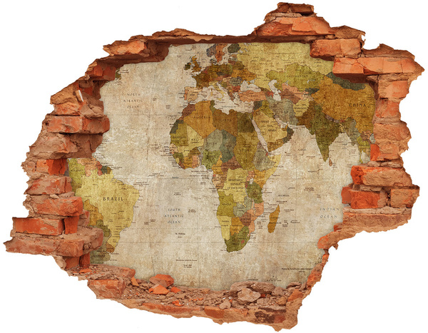 Grote 3D muursticker gat in de muur Kaart van Afrika aan de muur