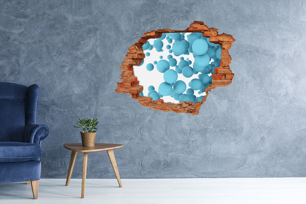 Vinyl muursticker 3D breekeffect Bellen in de blauwe ruimte