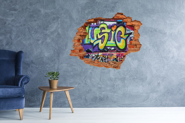 Vinyl muursticker 3D breekeffect Graffiti op een beschadigde muur
