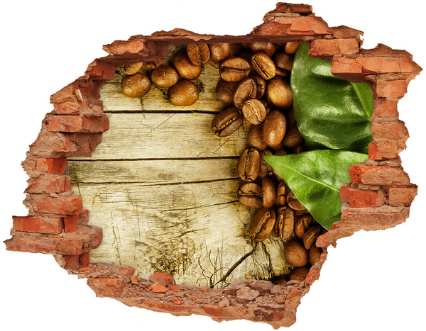 Grote 3D muursticker gat in de muur Koffie in een betonnen gat