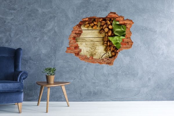 Grote 3D muursticker gat in de muur Koffie in een betonnen gat