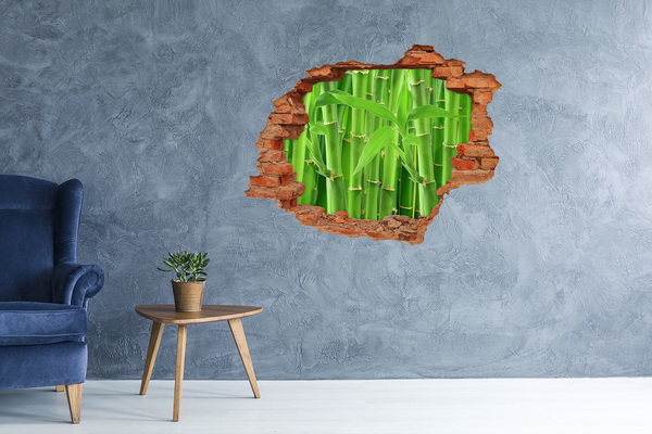 Grote 3D muursticker gat in de muur Groen bamboebos