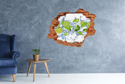 Grote 3D muursticker gat in de muur Verfrissende limonade met water