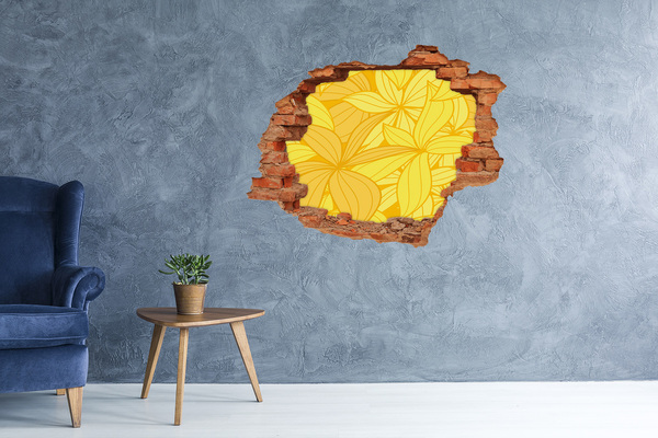 Vinyl muursticker 3D breekeffect Gat in de muur bloemenmotief
