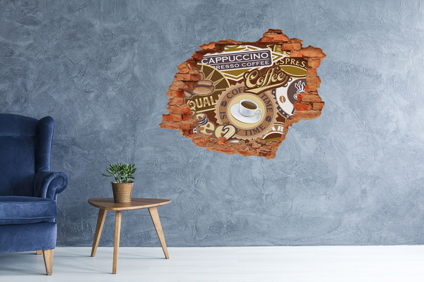 Vinyl muursticker 3D breekeffect Koffieplezier