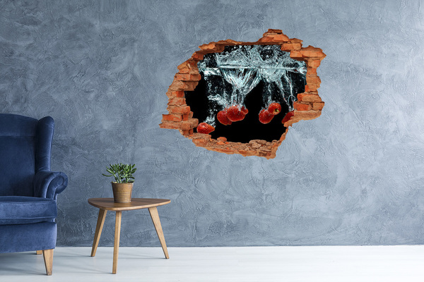 Vinyl muursticker 3D breekeffect Fruitexplosie in het water