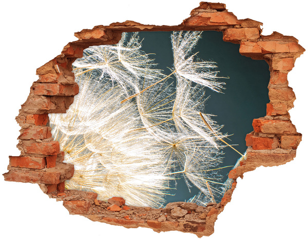 Grote 3D muursticker gat in de muur Een bloemenlandschap achter het gat