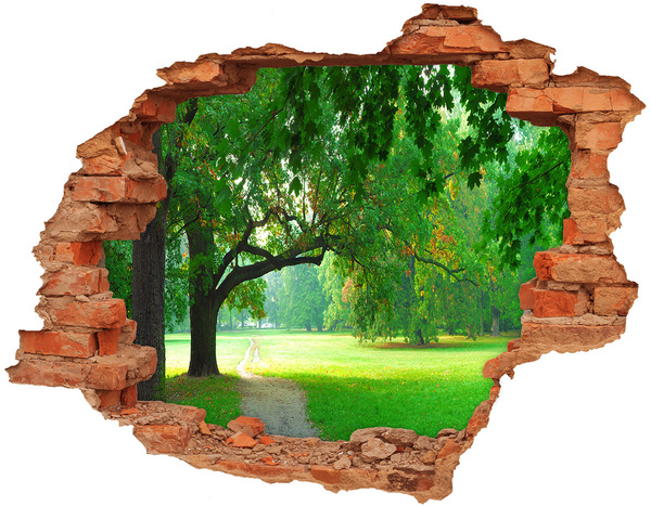 Vinyl muursticker 3D breekeffect Groen park in de zon