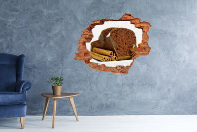 Grote 3D muursticker gat in de muur Chocoladetaart met specerijen