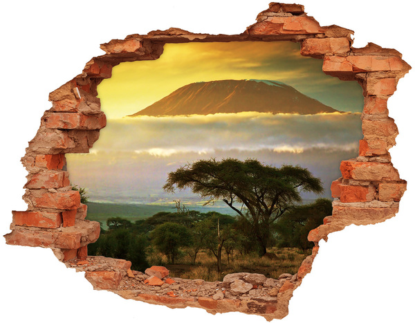 Vinyl muursticker 3D breekeffect Afrikaans landschap met bomen
