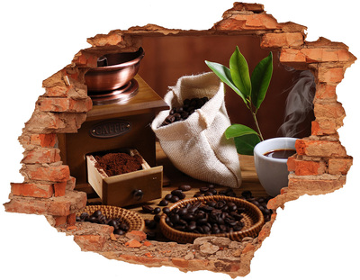 Vinyl muursticker 3D breekeffect Koffie drinken in het comfort van je eigen huis.