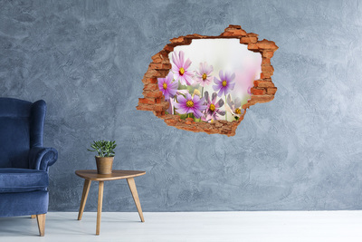 Vinyl muursticker 3D breekeffect Een bloemenparadijs achter de muur.