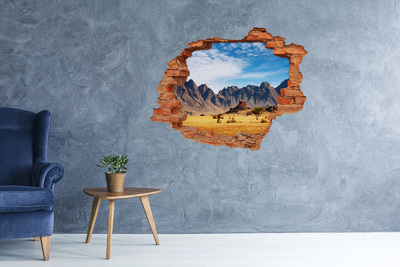 Vinyl muursticker 3D breekeffect Berglandschap in Afrika