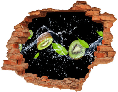 Grote 3D muursticker gat in de muur Kiwi-fruitwaterval
