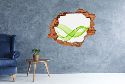 Vinyl muursticker 3D breekeffect Groene golf in het gat in de muur