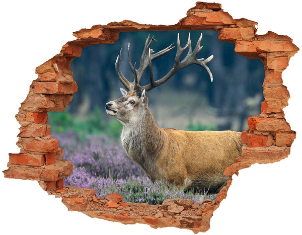 Grote 3D muursticker gat in de muur Hert in zijn natuurlijke leefomgeving