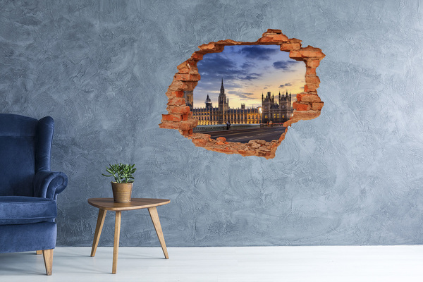 Grote 3D muursticker gat in de muur Zonsondergang boven Londen