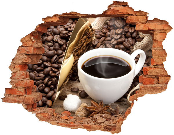 Grote 3D muursticker gat in de muur Koffie midden in de natuur