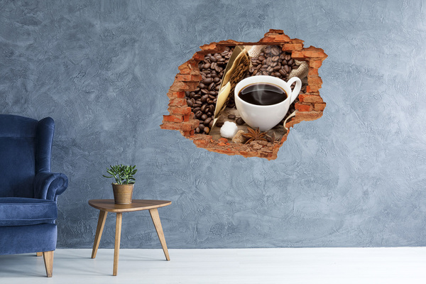 Grote 3D muursticker gat in de muur Koffie midden in de natuur