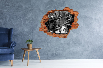 Grote 3D muursticker gat in de muur Fietskanaal